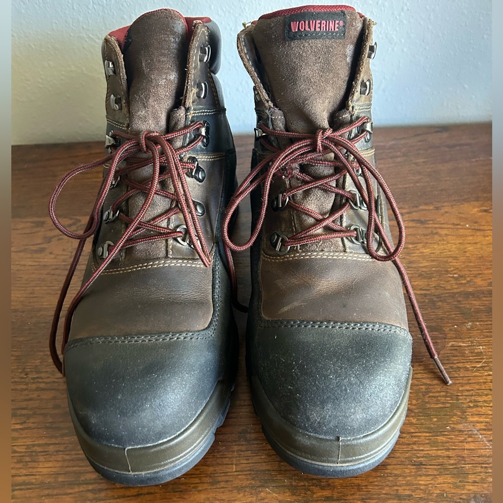 Wolverine Brown Leather Lace Up Non Slip Work Boots Mens Size 12